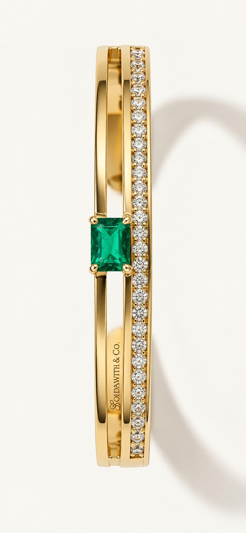 Golden Emerald Crystal Cuff