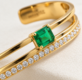 Golden Emerald Crystal Cuff
