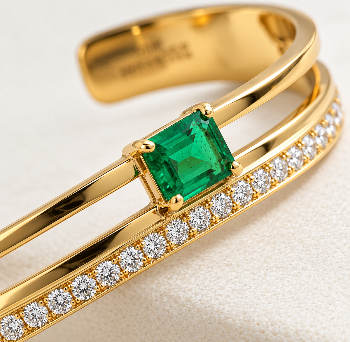 Golden Emerald Crystal Cuff