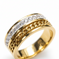 Gold Cuban Chain Crystal Band Ring