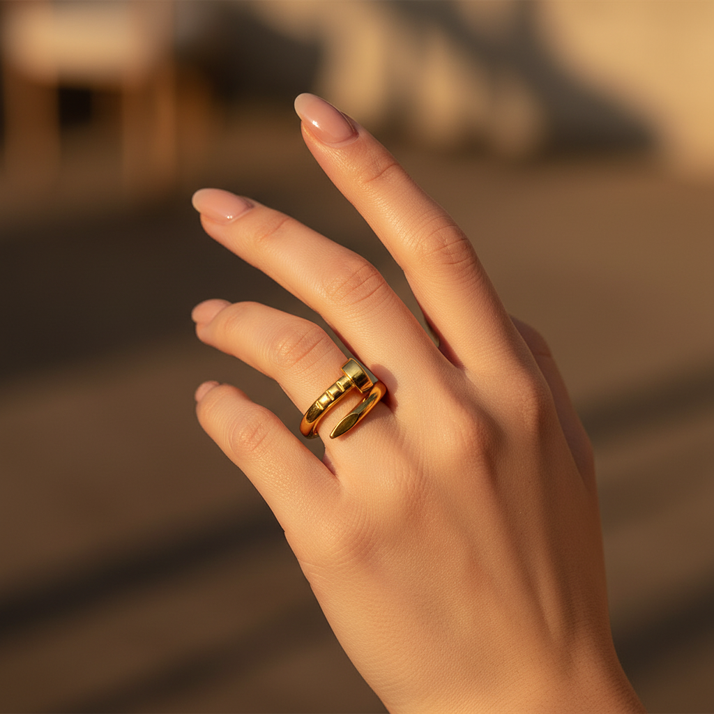Gold Nail Wrap Ring – Minimalist Statement Band