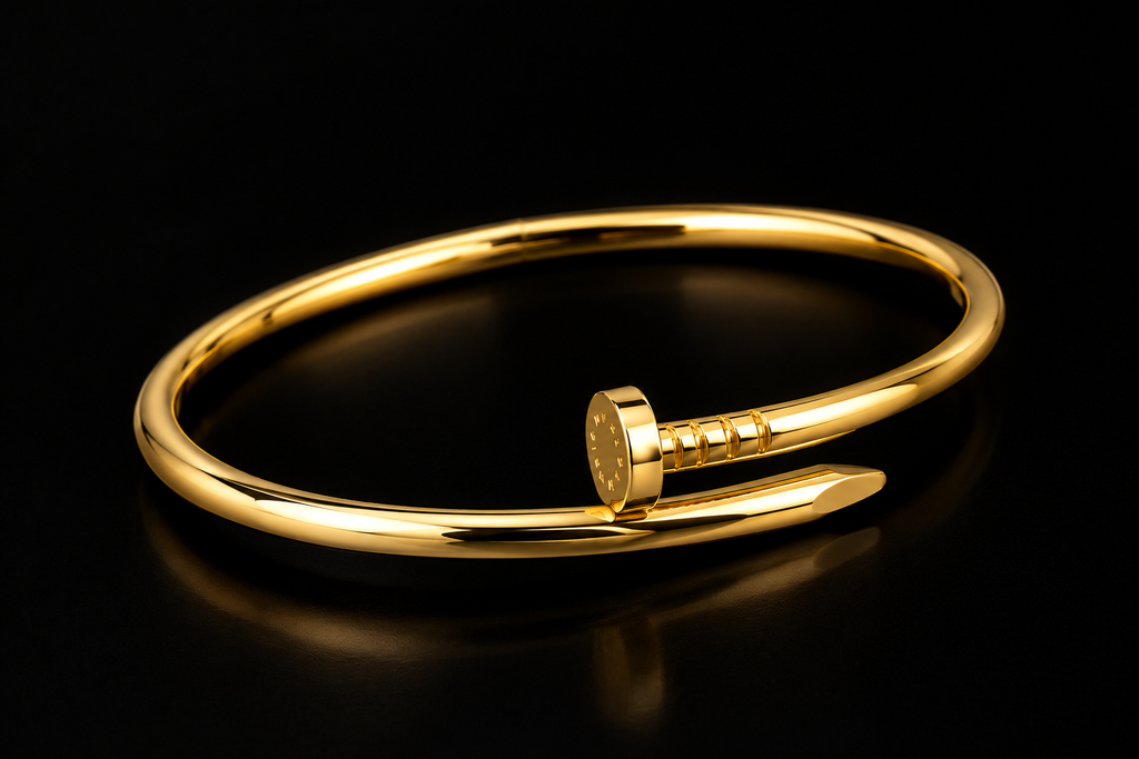 Luxury Screw-Inspired Gold Bangle Bracelet – Minimalist Statement Jewelry