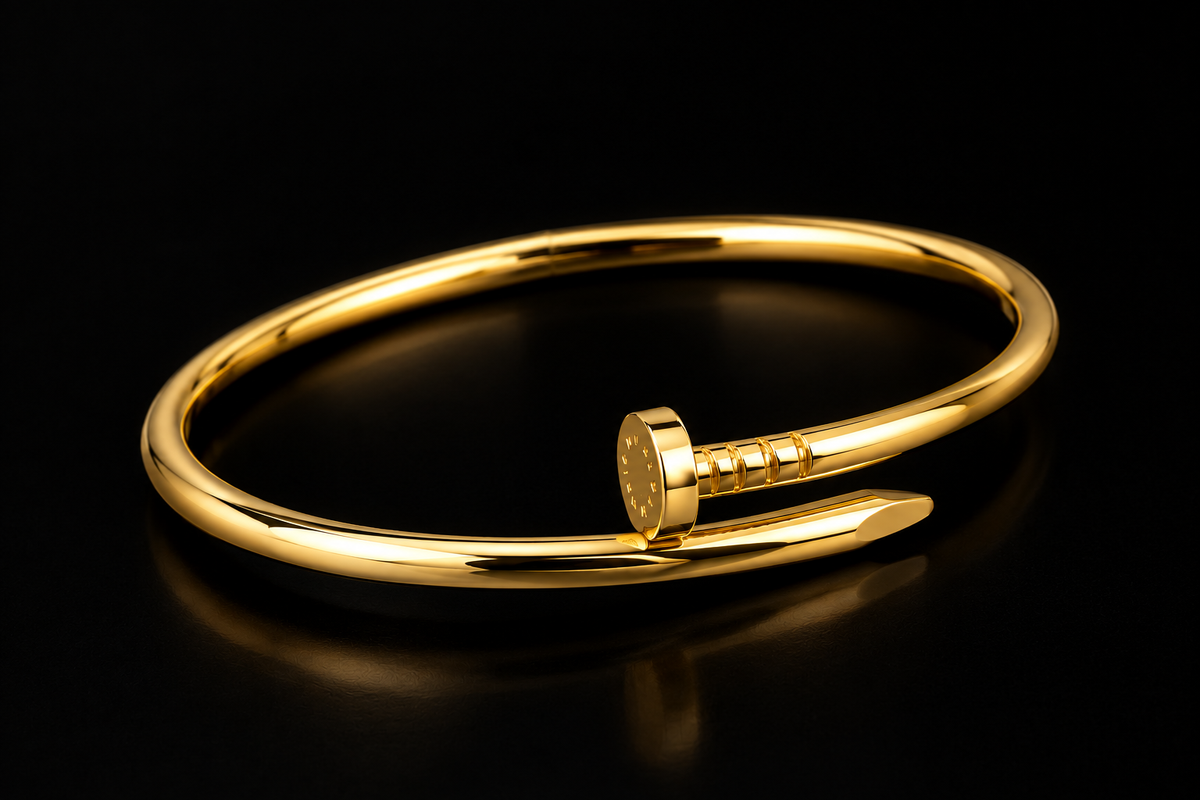 Luxury Screw-Inspired Gold Bangle Bracelet – Minimalist Statement Jewelry