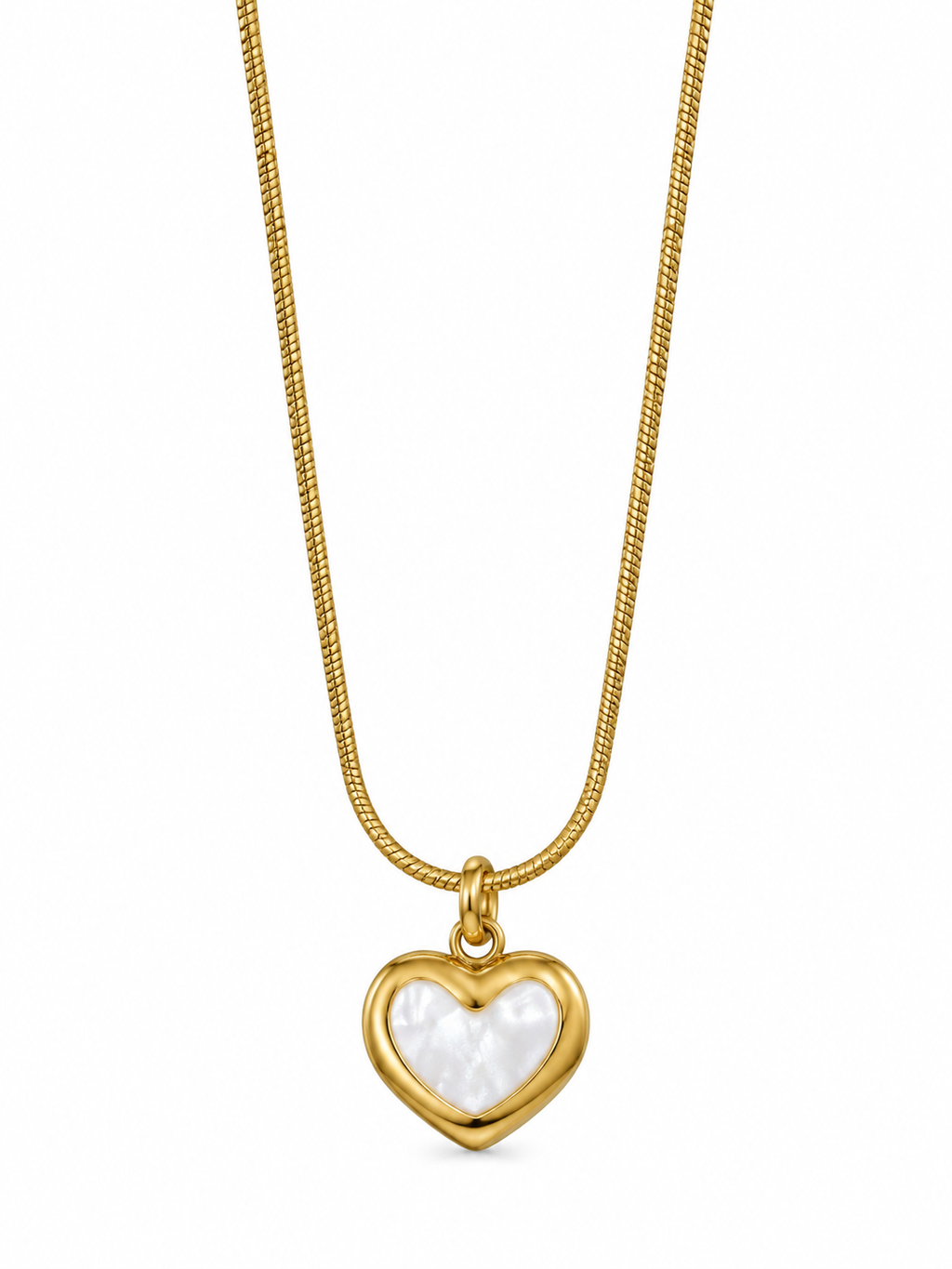 Gold Heart Mother-of-Pearl Pendant Necklace