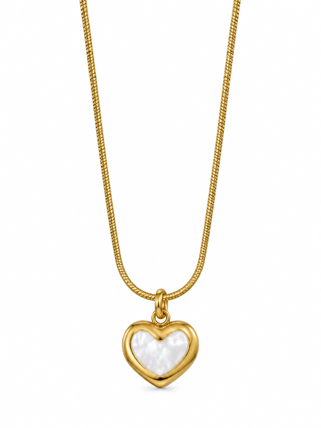 Gold Heart Mother-of-Pearl Pendant Necklace